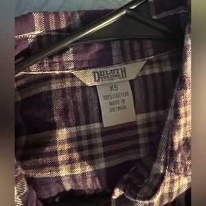 Duluth Trading Co Purple Plaid Shirt Sz XS
